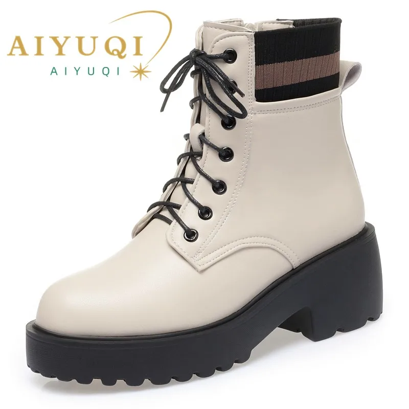 Top Trends: AIYUQI Women Winter Boots Large Size Fashion Wool Warm Genuine Leather Women Socks Boots Non-Slip Shoes Short Boots Women Shoppable Styles