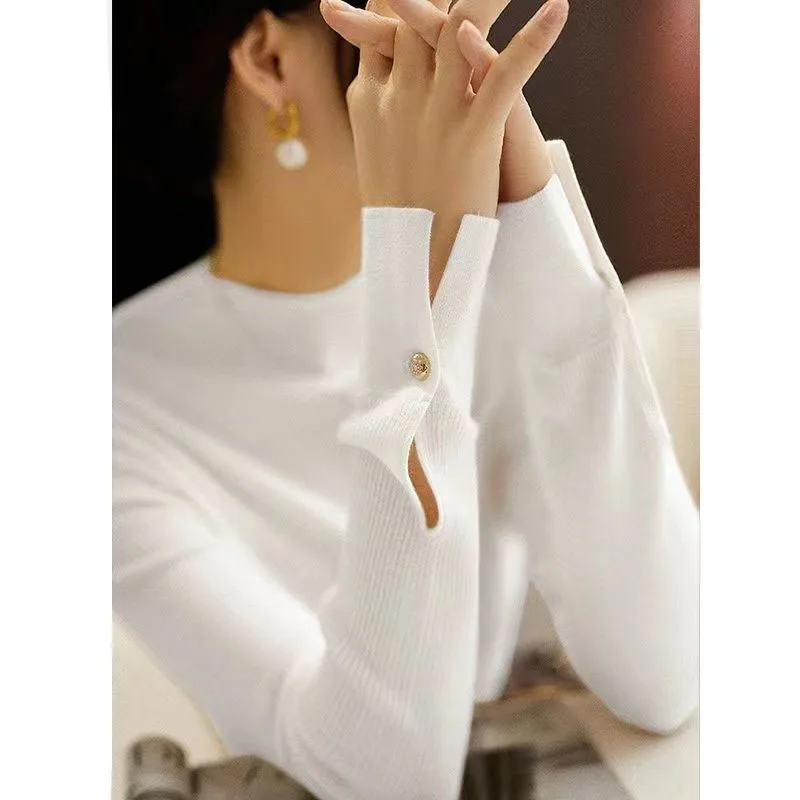 Top Trends: New Autumn / Winter Fashion Korean Edition Half High Collar Versatile Western Style Slim Fit Women's Long Sleeve Knitted Sweater Shoppable Styles