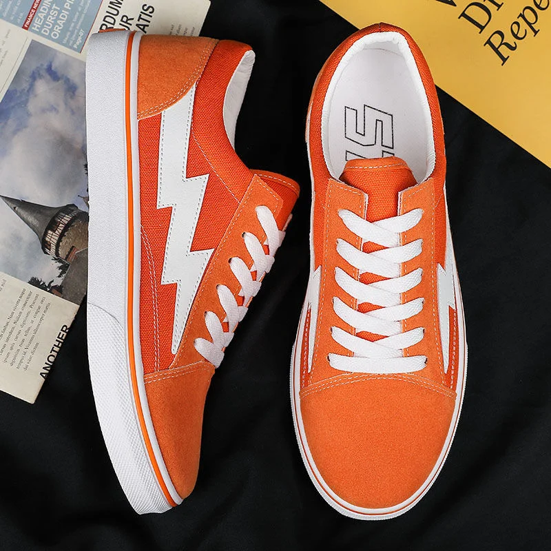 Top Trends: Orange White Men's Vulcanized Shoes Classic Lightning Skateboard Shoes Fashion Boys Vulcanized Shoe Street Skateboarding Sneaker Shoppable Styles