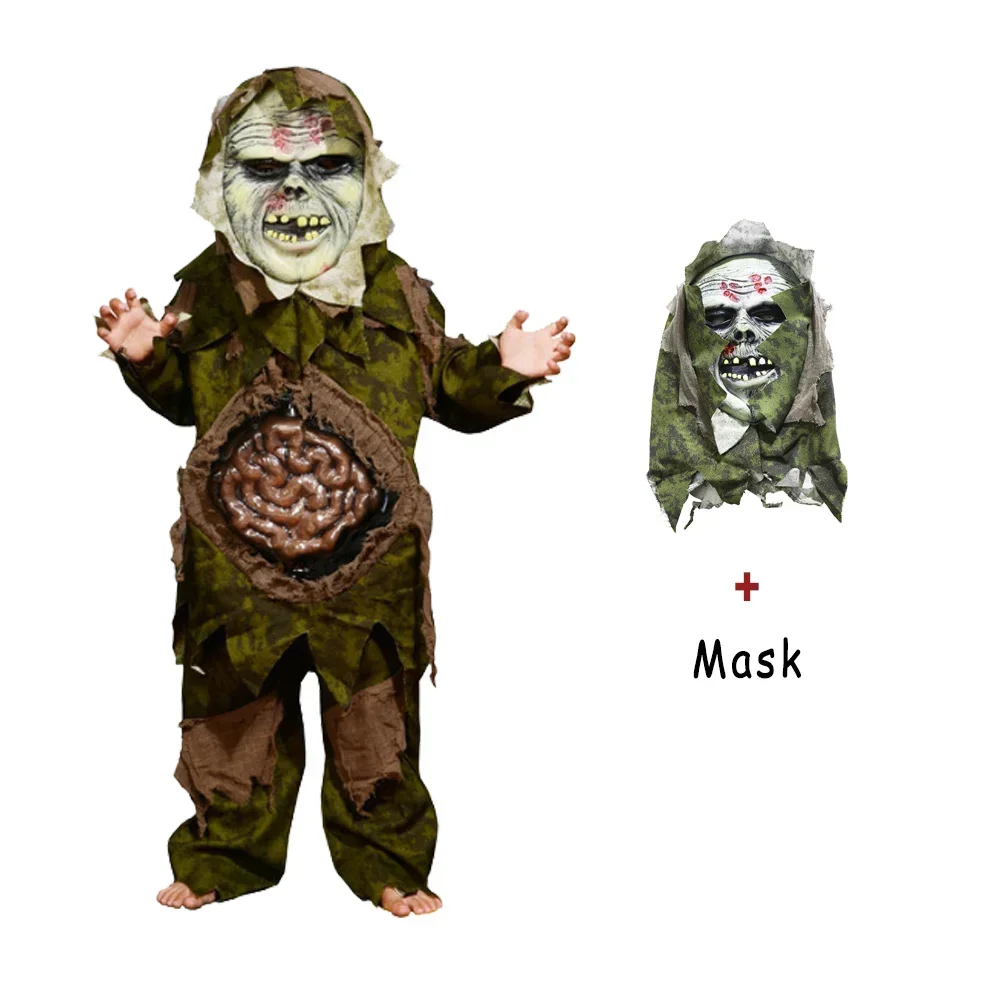 Top Trends: Carnival Swamp Monster Scary Terror Cosplay Costumes For Kids Horrible Viscera Clothes Ghost Zombie Mask Suits Shoppable Styles