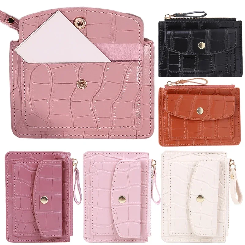 Top Trends: Women Short Hand-held Wallet Simple PU Leather Multi-Slot Zipper Keychain Small Card Bag Holder Crocodile Pattern Coin Purses Shoppable Styles - Image 5