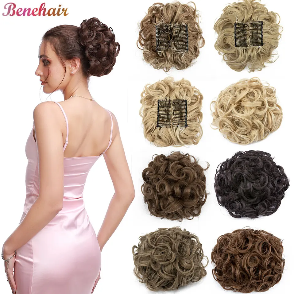 Top Trends: BENEHAIRSynthetic LARGE Comb Clip In Hair Extension Curly Chignon Hair Pieces Women Updo Cover Hairpiece Ponytails Hair Bun Shoppable Styles