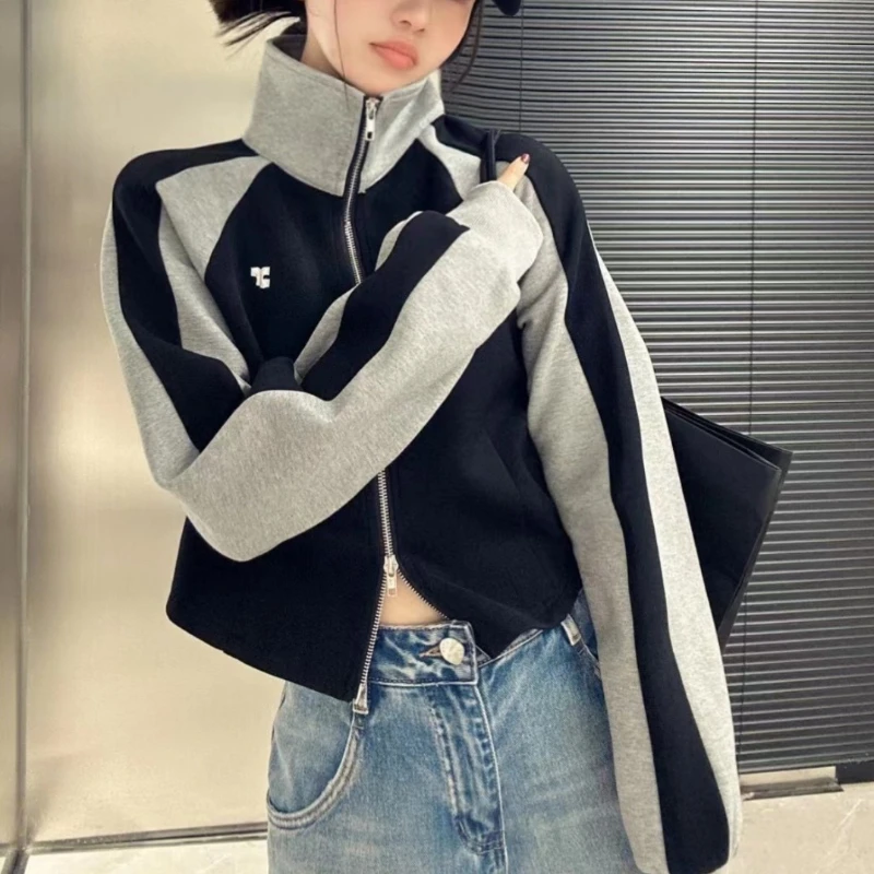 Top Trends: Deeptown Korean Style Patchwork Zipper Sweatshirt Women Kpop Y2k Hippie Oversize Navy Crop Jackets 90s Vintage Harajuku Hoodie Shoppable Styles