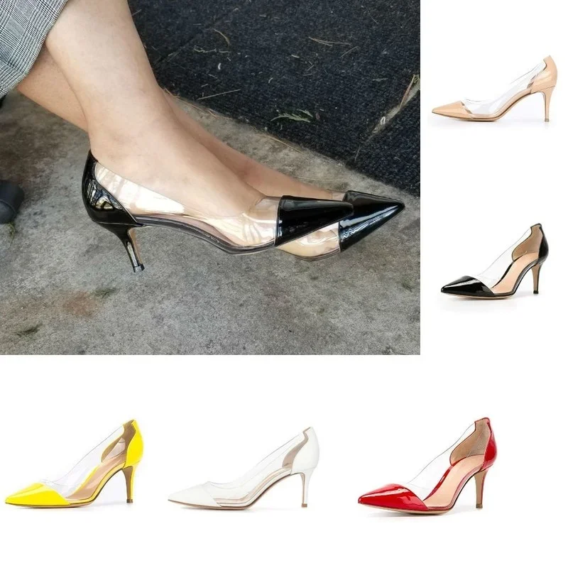 Top Trends: Women Pumps 2024 Spring Autumn Sexy Transparent PVC 5cm Low Heel Fashion Pointed Toe Slip-on High Heels Party Wedding Shoes Shoppable Styles - Image 6