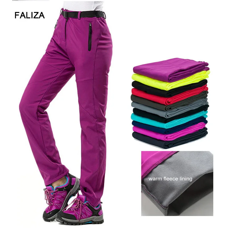 Top Trends: FALIZA New Winter Womens Outdoor Pants Thick Fleece Softshell Sports Trousers Hiking Trekking Ski Waterproof Assault Pants PM21 Shoppable Styles