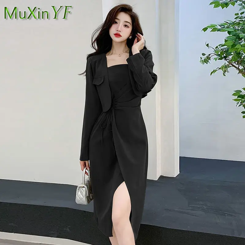 Top Trends: Women's 2024 SpringNew Fashion Shorts Blazer Dress Two Piece Korean Elegant Chic Suit Irregular Split Slip Skirt Matching Set Shoppable Styles