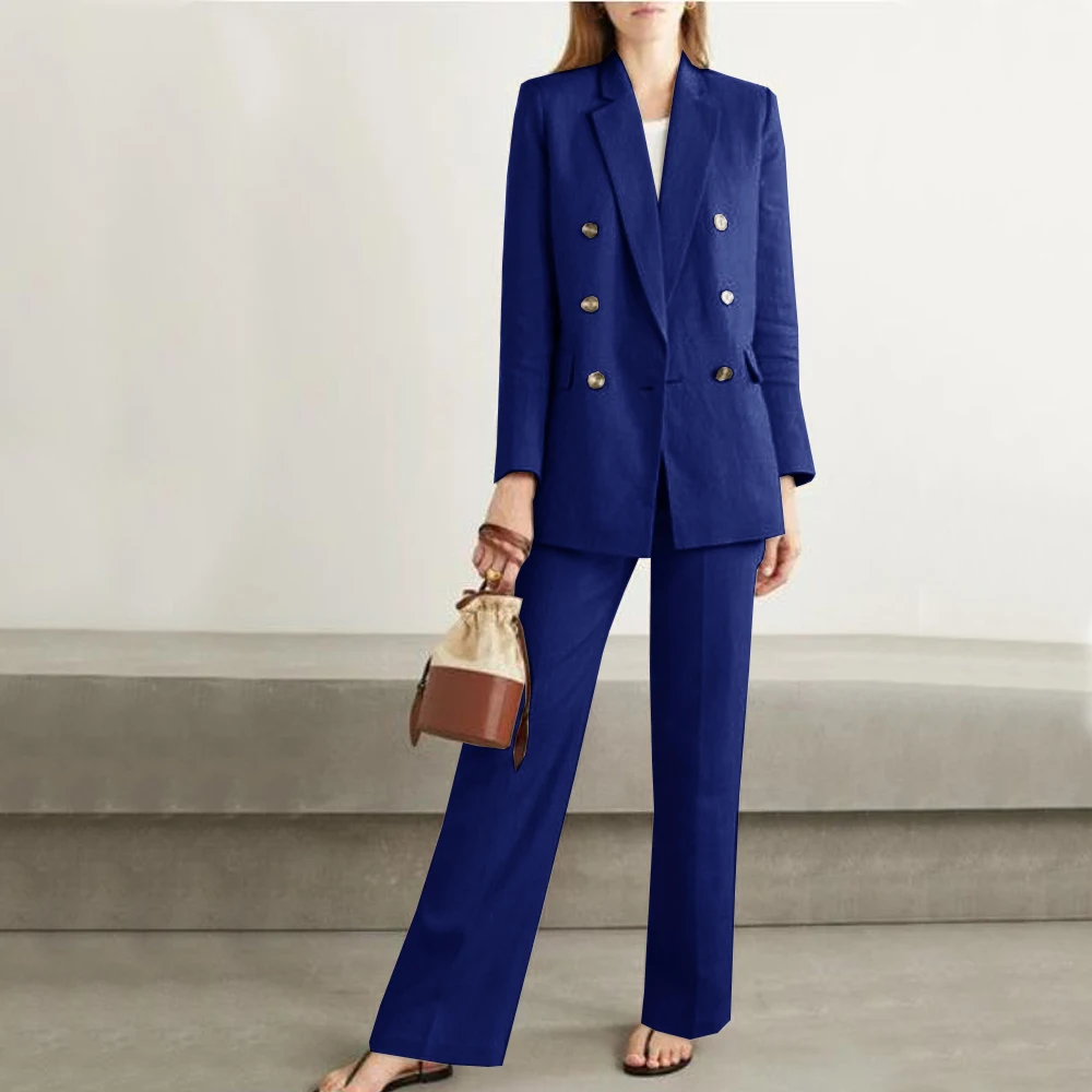 Top Trends: Ladies Full Suit Set 2023 Women&#039;s Double Breasted Casual Suit Suit Elegant Formal Pants 2-piece Set (Top + Pants) Shoppable Styles