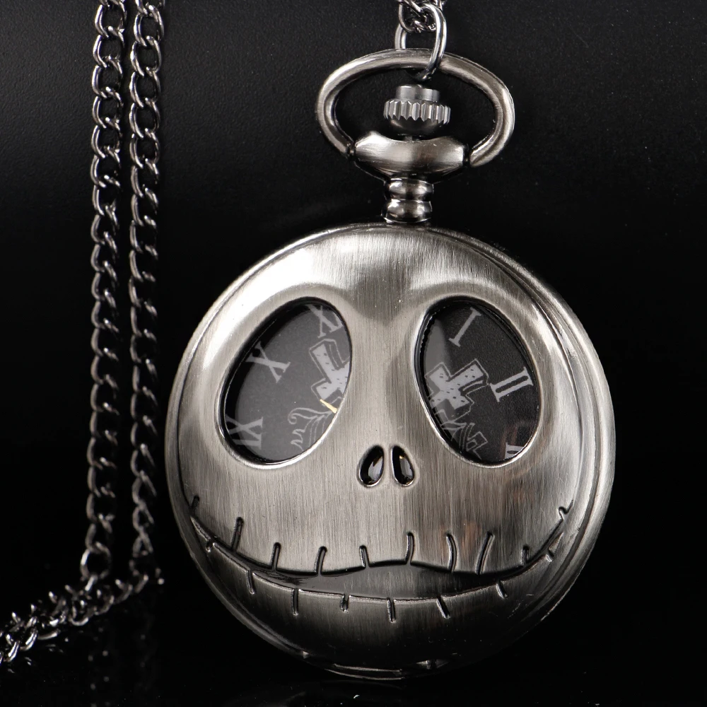 Top Trends: Halloween Theme Pocket Watch Pre Christmas Nightmare Mask Men's FOB Chain Watch Vintage Steam Punk Pendant Necklace Gift Shoppable Styles