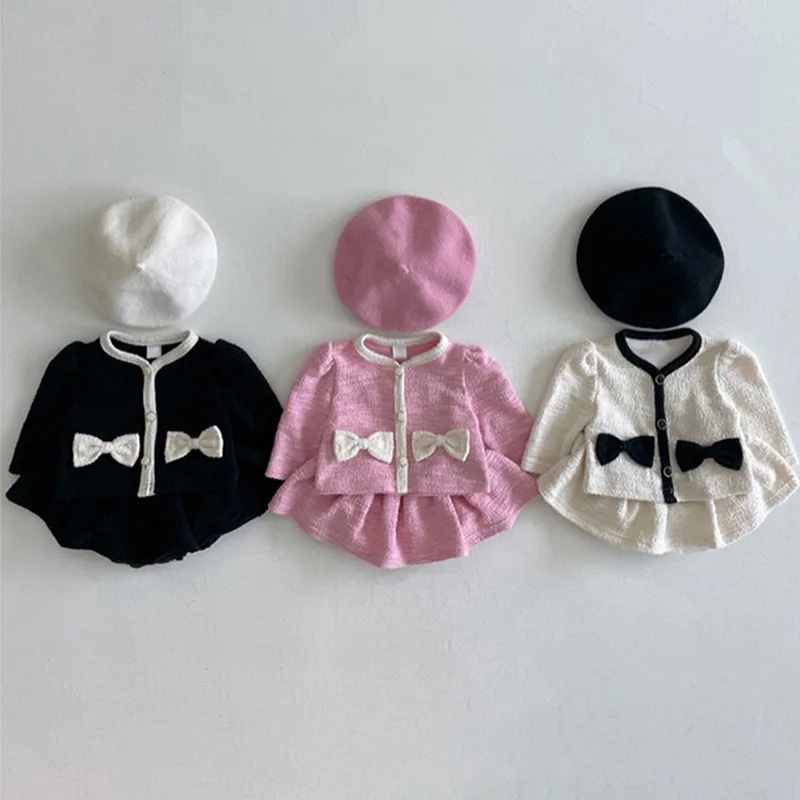 Top Trends: 2023 Autumn New Baby Girl Long Sleeve Clothes Set Cotton Infant Girl Princess Cardigan 2pcs Suit Solid Toddler Outfits Shoppable Styles