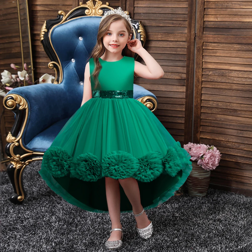 Top Trends: New Cute Dress Child Girl Knee Length Mesh Flower Gown For Girls Trailing Baby Girl Birthday Dresses For 3 Years Old Shoppable Styles