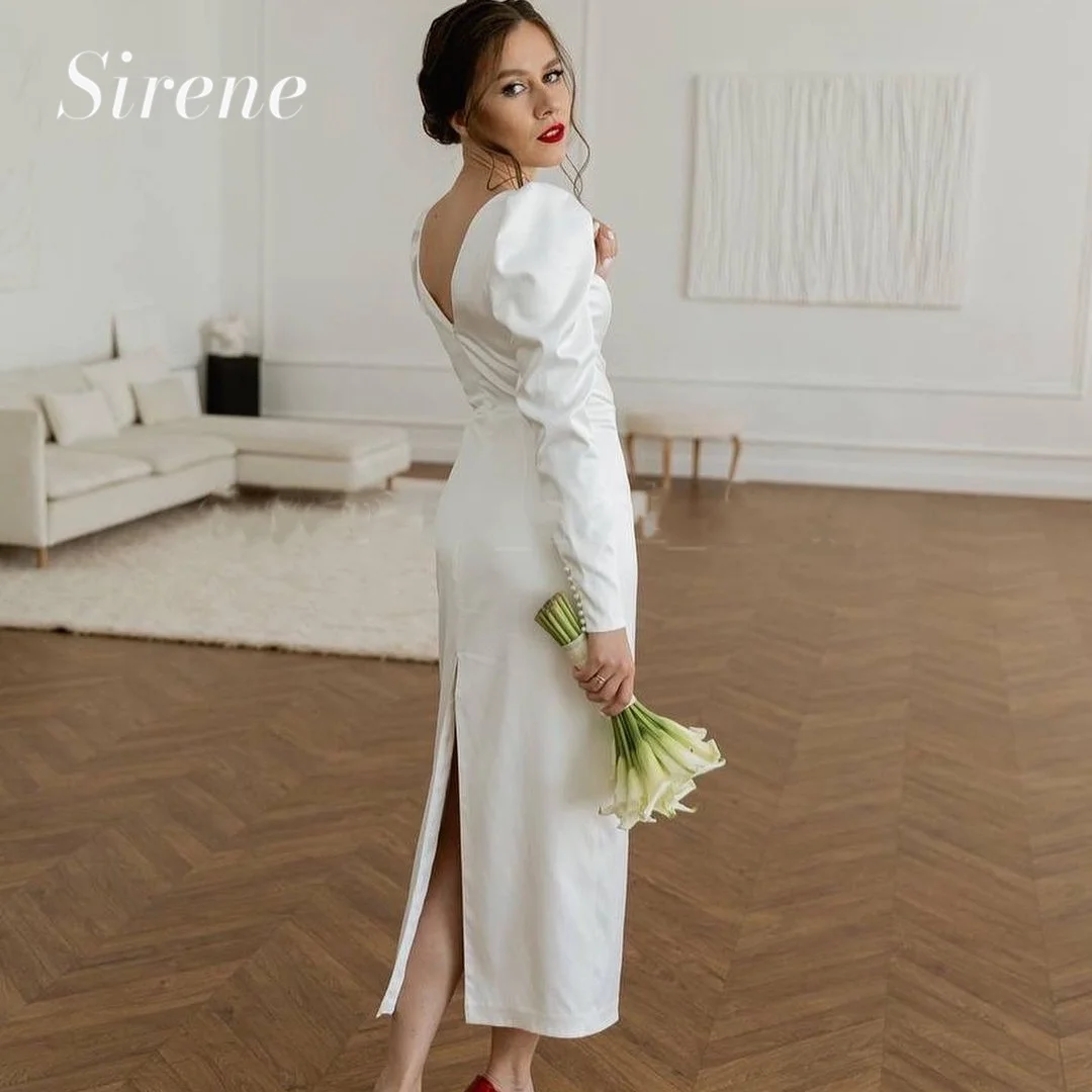 Top Trends: Simple Elegant Wedding Dress For Woman 2024 High Neck Full Sleeves Ankle Length Beach Bridal Gown Satin Vestido De Customed Shoppable Styles