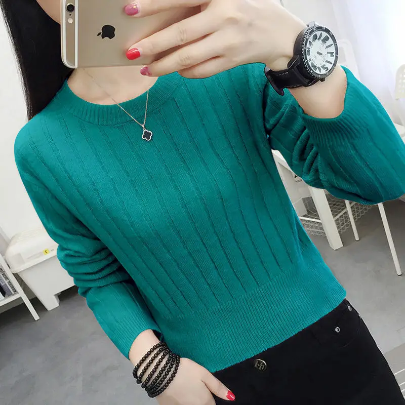 Top Trends: Stylish O-Neck Solid Color Knitted Loose Korean Sweaters Women&#039;s Clothing 2022 Autumn New Casual Pullovers All-match Warm Tops Shoppable Styles