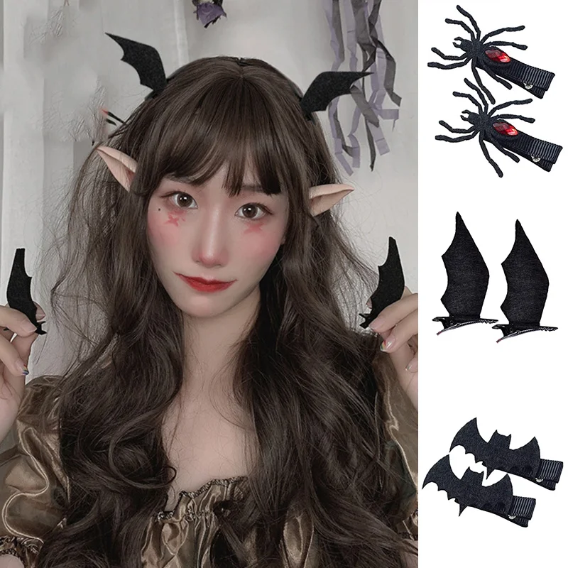 Top Trends: 1 Pair Halloween Hair Clips Black Devil Wings Bat Hairpin Spider Pair Clip Cosplay Party Barrettes Dress-up Costume Hairgrips Shoppable Styles