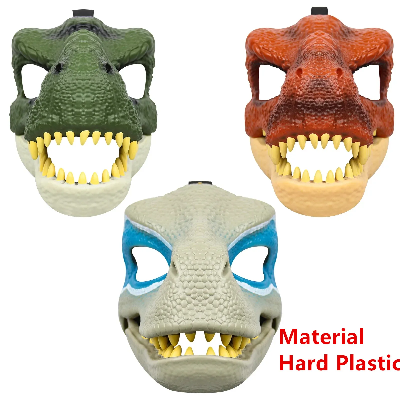 Top Trends: 3D Dinosaur Mask Lifelike Raptor Dino Moving Jaw Dinosaur Mask High Quality PVC Headwear Halloween Children Toy Carnival Gift Shoppable Styles