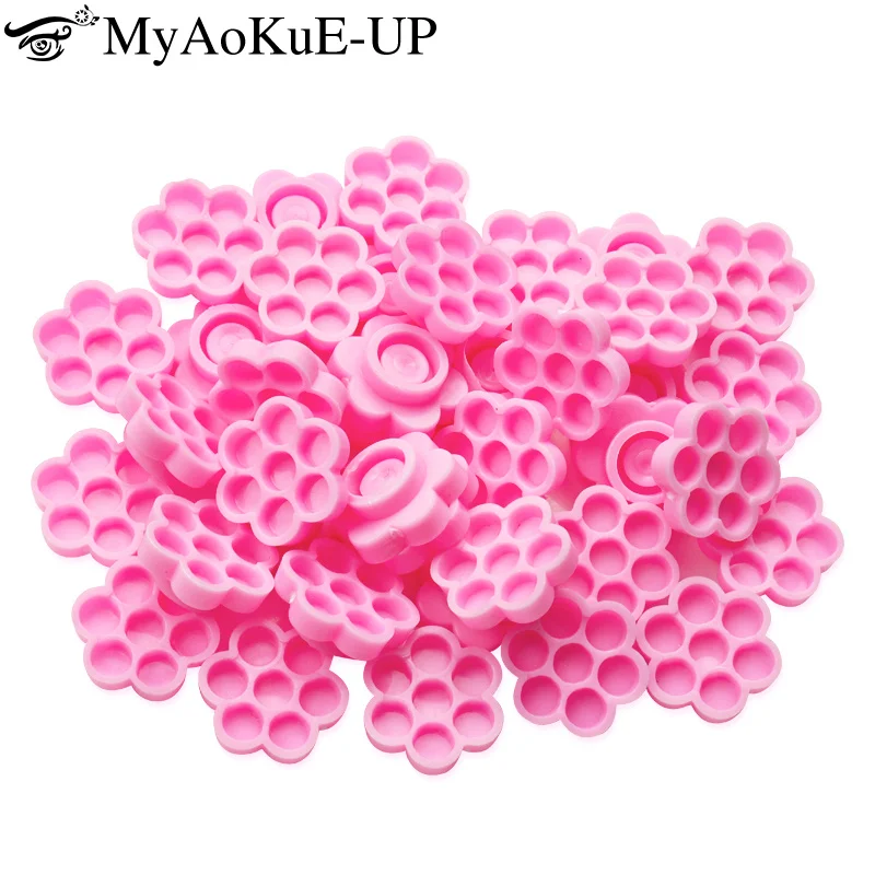 Top Trends: 100pcs Disposable Eyelashes Blossom Cup Eyelashes Glue Holder Plastic Stand Quick Flowering For Eyelashes Extension Makeup Tools Shoppable Styles