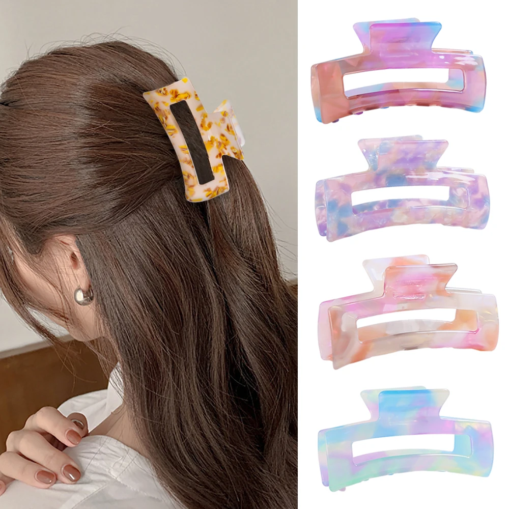 Top Trends: Acetate Hair Claw High Quality Colorful Middle Size Hair Clips For Long Thick Hair Accessories Women Girls Female Shoppable Styles