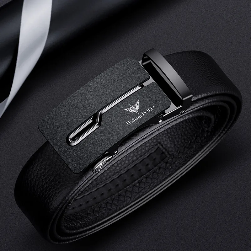 Top Trends: Men's Business Belt Fashion Genuine Leather Automatic Buckle Belt Personalized High End Belt Shoppable Styles - Image 3