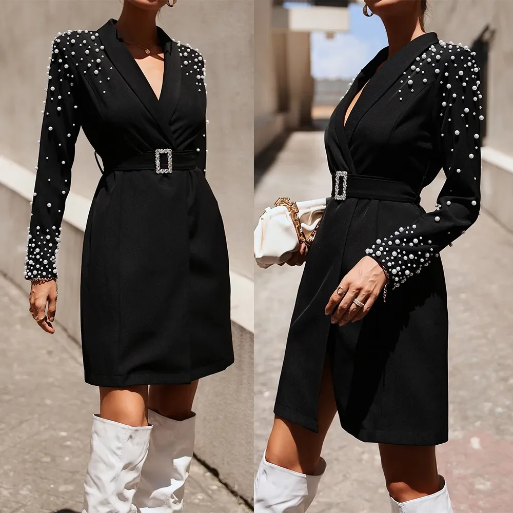 Top Trends: Women's Fashion Black Suit Dress Slim Fit Pearl Office Women's Customized Ball Party Dress Dress One Jacket Shoppable Styles