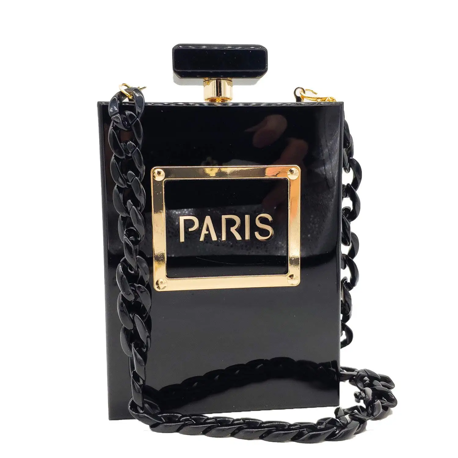 Top Trends: Evening Bags Women&#039;s Acrylic Paris Perfume Shaped Black Bag Purses Clutch Vintage Banquet Handbag Luxury Shoulder Crossbody Bags Shoppable Styles