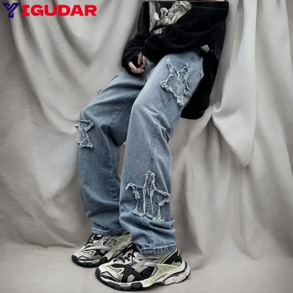 Top Trends: Men Jeans Wide Leg Denim Cargo Jean Pants Men Loose Straight Baggy Men&#039;s Jeans Hip Hop Streetwear Skateboard Neutral Denim Jeans Shoppable Styles