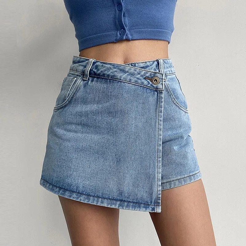 Top Trends: Irregular Denim Skirt For Women Slim High-waisted A-line Jeans Skirt Shorts Fashion Vintage Streetwear Y2k Clothing Female Shoppable Styles