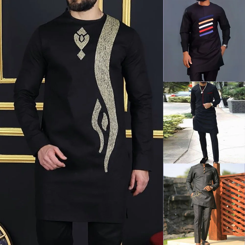 Top Trends: Men&#039;s Designer Clother Luxury Brand Clothing For Male African Traditional Outfit Dashiki 2Pc Elegant Men Suits Full Pant Sets Shoppable Styles