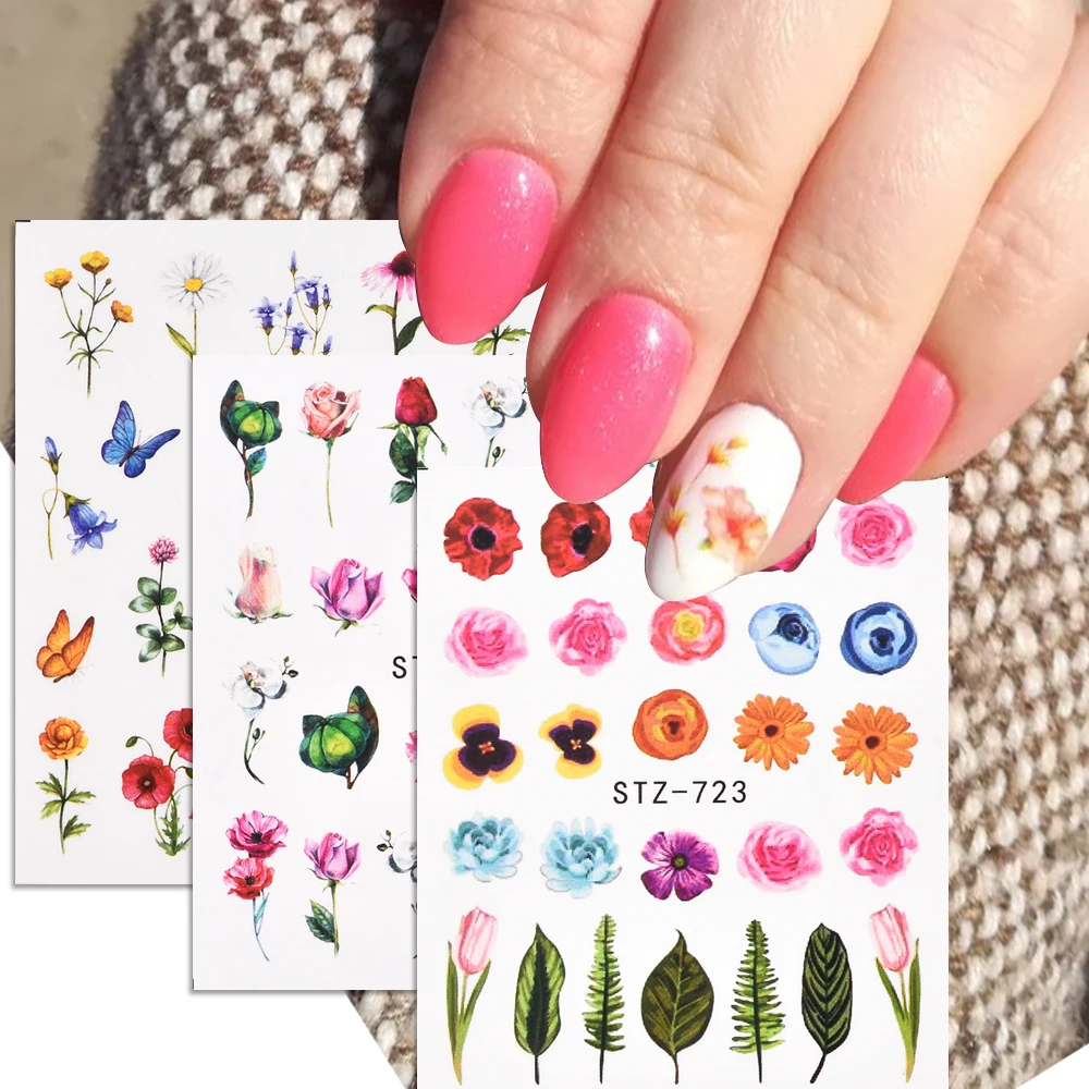 Top Trends: 1 / 4 Pcs Simple Green Theme Nail Water Decal Stickers Summer DIY Slider For Manicuring Watercolor Flower Leaf Nail Art Watermark Shoppable Styles - Image 5