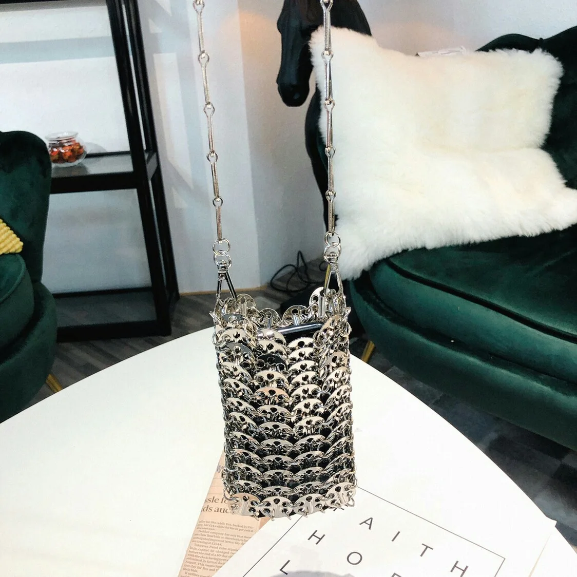 Top Trends: New Design Silver Gold Metal Sequins Chain Woven Bag Women Hollow Evening Bags Clutch Luxury Wedding Shoulder Crossbody Bag Shoppable Styles