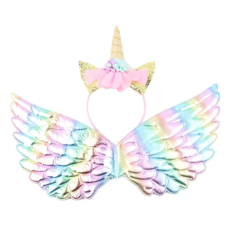 Top Trends: Flower Cat Ears Cute Hairband Children Unicorn Headband Rainbow Wings For Kids Photo Props Birthday Party Hair Accessories Shoppable Styles