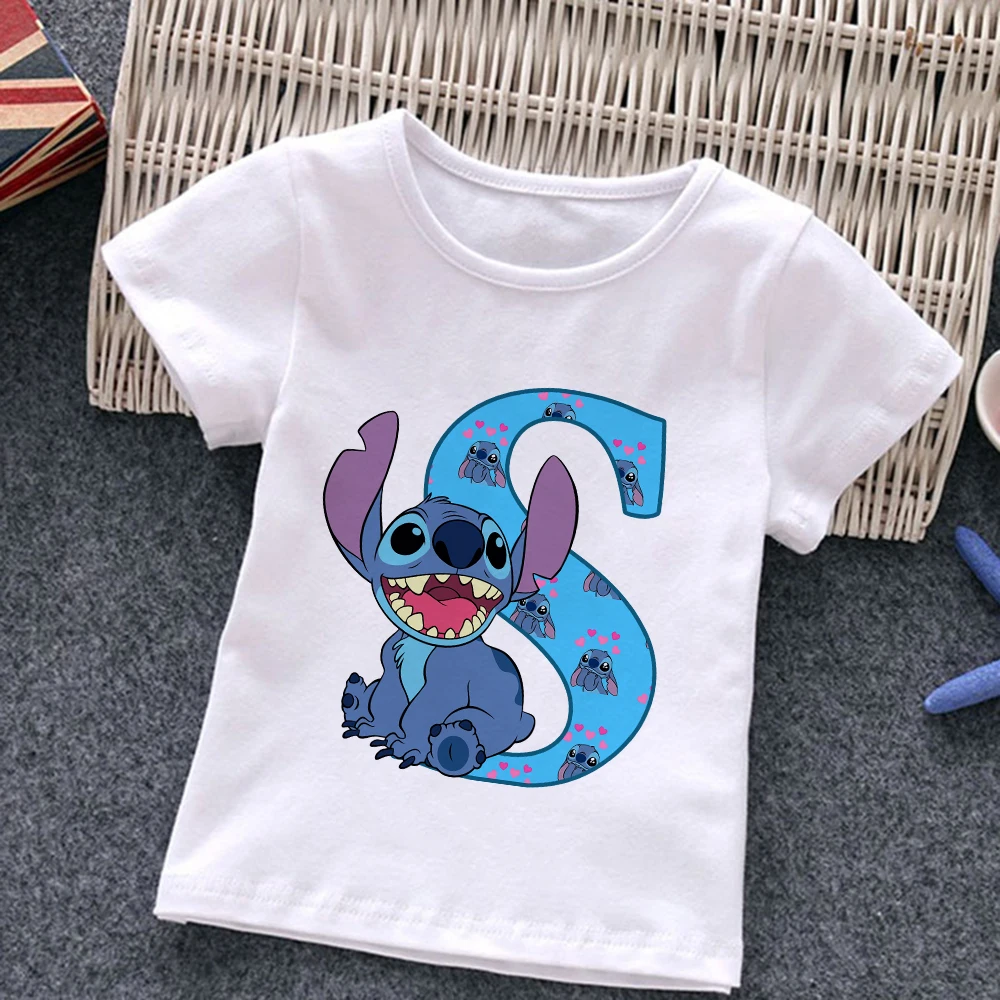 Top Trends: Stitch Letter A-Z Children T-Shirt Name Combination Tee Shirts Cartoons Kawaii Kid Casual Clothes Girl Boy Fashion Harajuku Tops Shoppable Styles