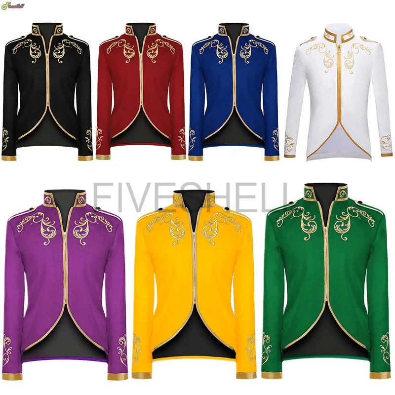 Top Trends: Men&#039;s Victorian Vintage Medieval Jacket Coat Embroidery Zip Up Stand Collar Prince King Cosplay Costume Blazera Coats Kids Adult Shoppable Styles