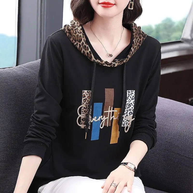 Top Trends: Fashion Spliced Printed Leopard Hoodies Sweatshirts Women's Clothing 2024 Spring New Loose Casual Tops Commuter Sweatshirts Shoppable Styles