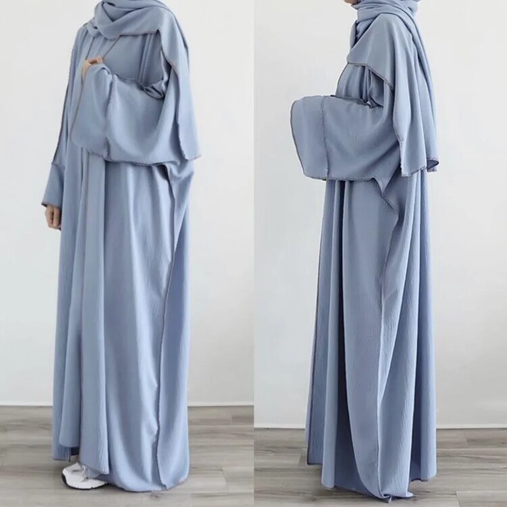 Top Trends: Ramadan Muslim Open Abaya For Women Dubai Luxury Dress Muslim 2 Piece Sets Turkey Islamic Cardigan Kaftan With Belt Shoppable Styles