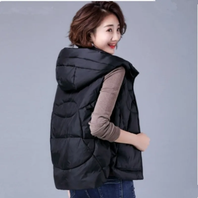 Top Trends: Women&#039;s Loose Winter Vest Solid Hooded Zipper Pockets Ladies Cotton Padded Sleeveless Jackets Waistcoat For Female Coat L105 Shoppable Styles