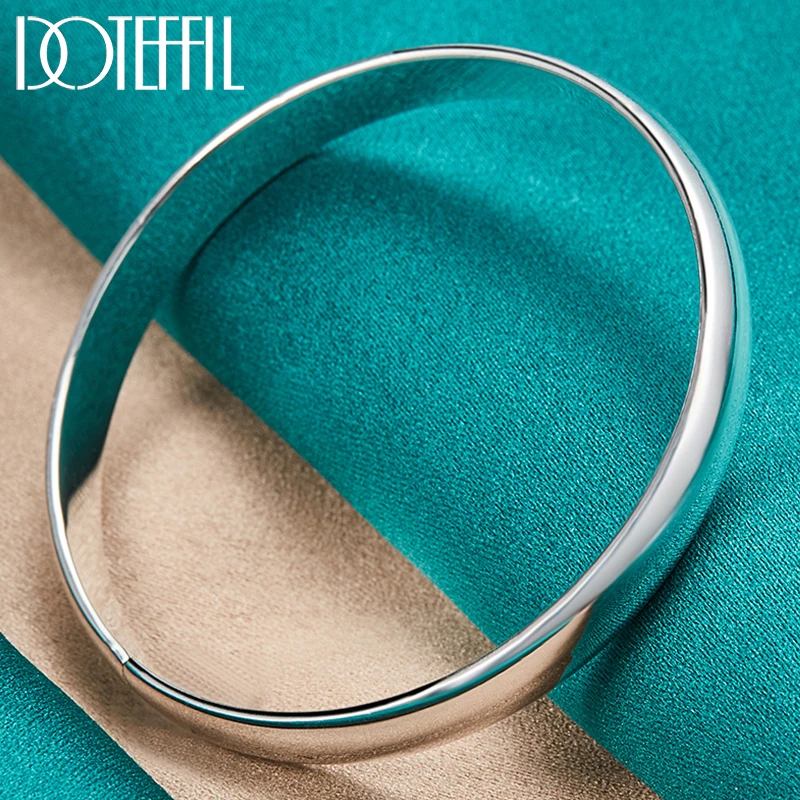 Top Trends: DOTEFFIL 925 Sterling Silver 8mm Smooth Bangle Bracelet For Woman Man Wedding Engagement Fashion Charm Party Jewelry Shoppable Styles