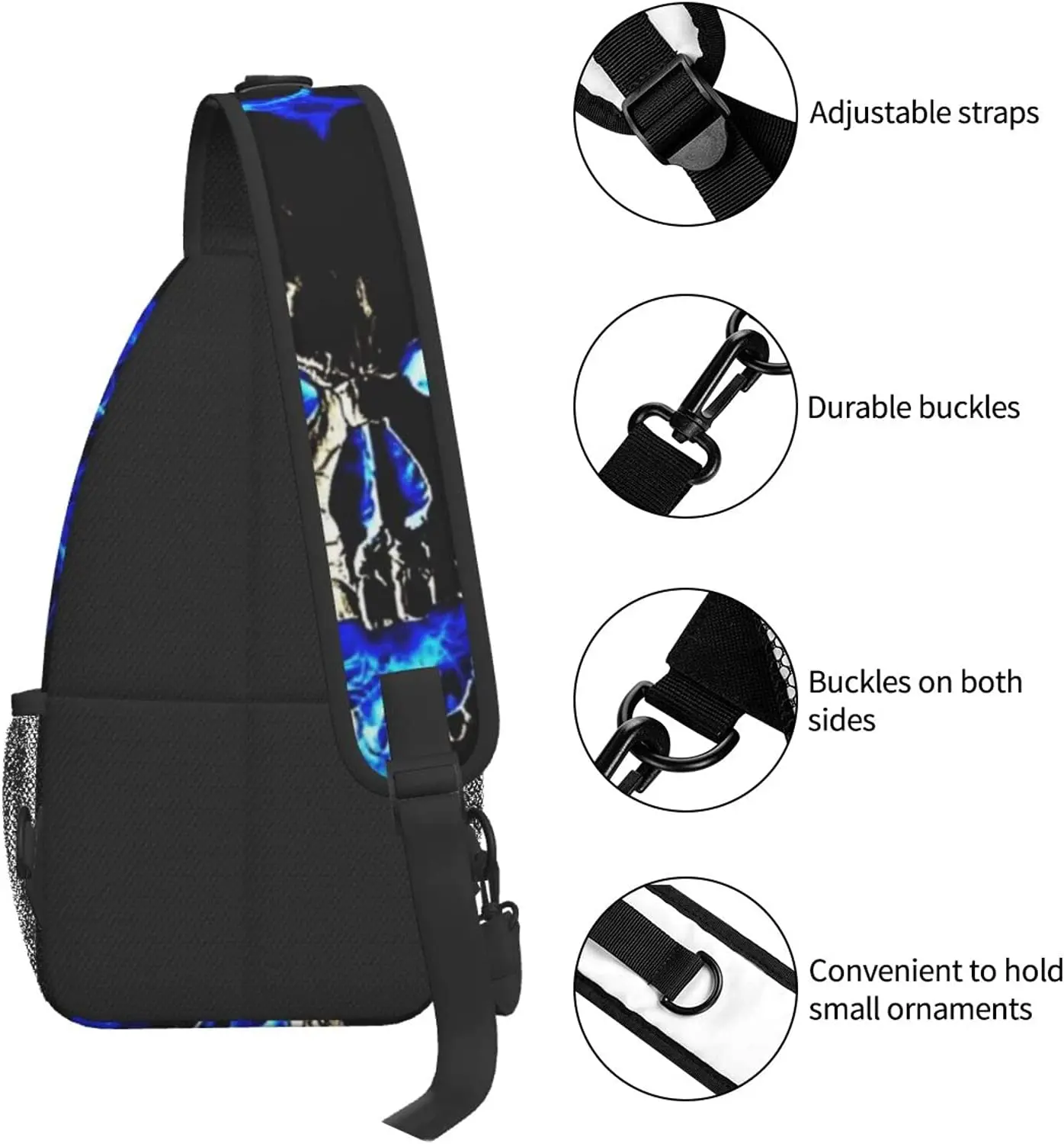 Top Trends: Crossbody Backpack Skull Blue Fire Sling Shoulder Bag For Men Women Durable Adjustable Gym Bag Cycling Traveling Hiking One Size Shoppable Styles - Image 5