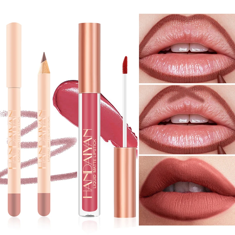 Top Trends: Handaiyan Lip Liner Lipgloss Set Waterproof Matte Liquid Lipstick Pencil Sexy Red Long Lasting Lipliner Makeup Cosmetics Shoppable Styles