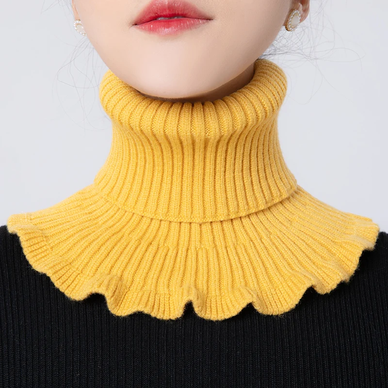 Top Trends: Knitted Fake Collar Scarf With Wooden Ears Women Turtleneck Warm Knitted False Fake Collar Detachable Scarf Winter Windproof Shoppable Styles