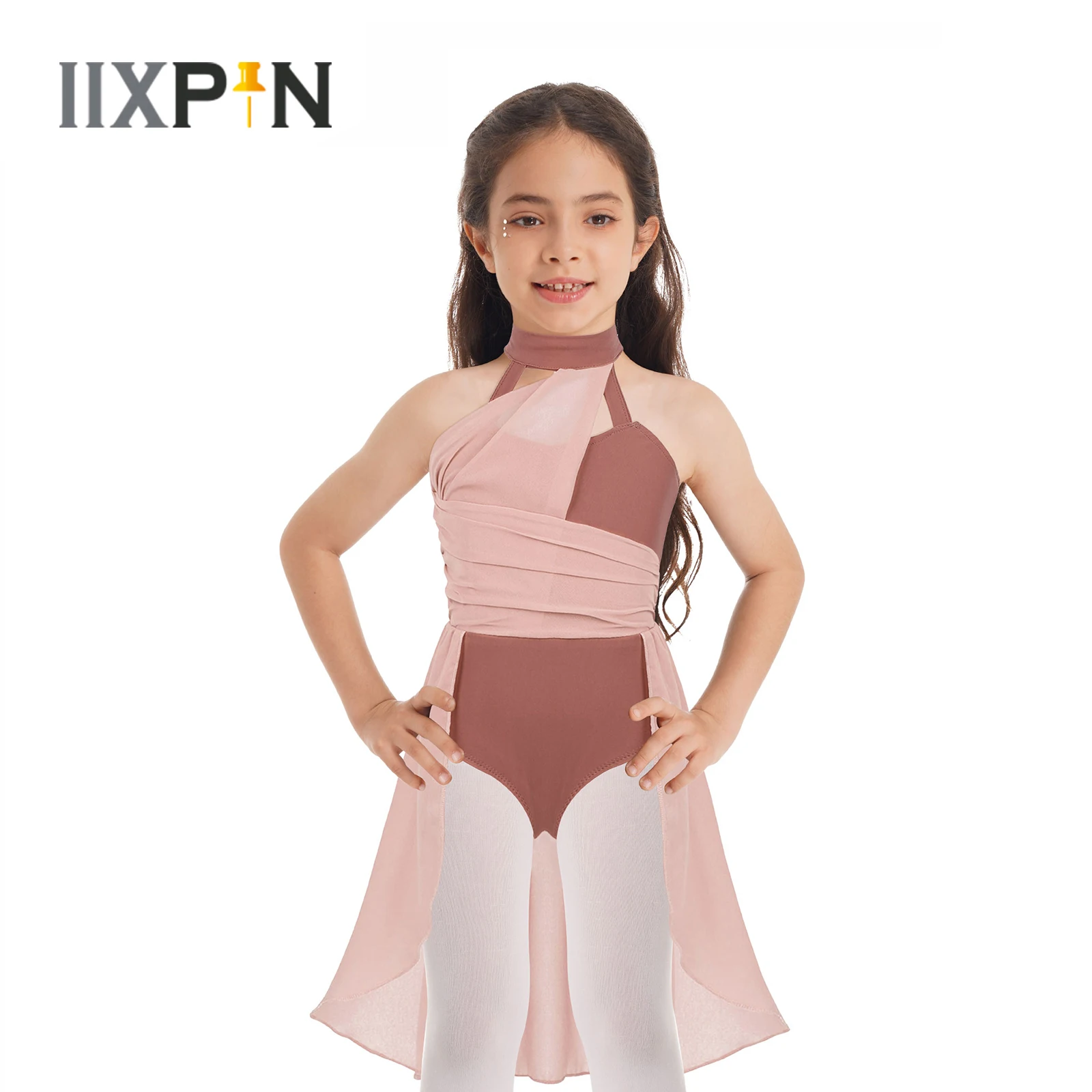 Top Trends: IIXPIN Girls Ballet Dress Lyrical Dance Costume Kids Chiffon Ruched Bodice Caged Back Dance Leotard Dress Contemporary Dancewear Shoppable Styles