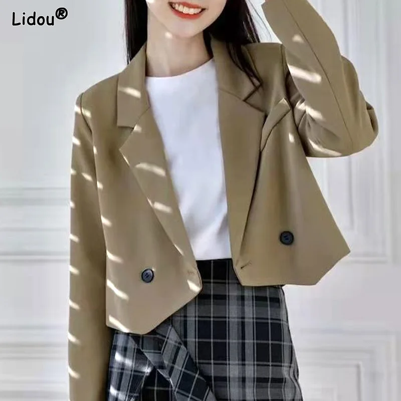 Top Trends: Office Lady Spring Autumn Blazers Fashion Casual Straight Solid Color Temperament Notched Button Long Sleeve Women&#039;s Clothing Shoppable Styles