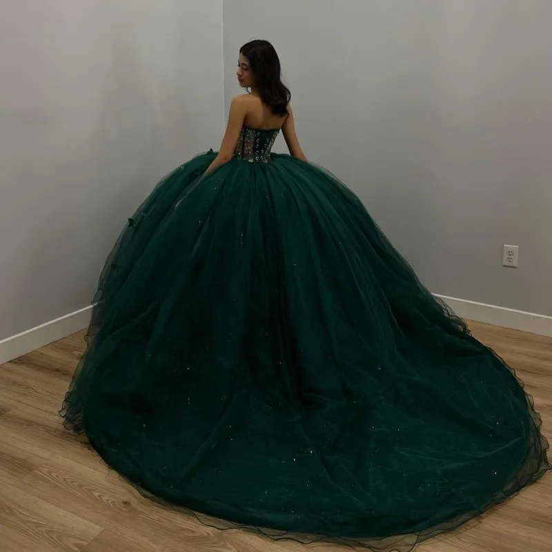 Top Trends: Doymeny Beaded Crystal Tull Ball Gown Quinceanera Dress Sweet 16 With Big Bow Corset Vestido De 15 Anos Shoppable Styles - Image 3