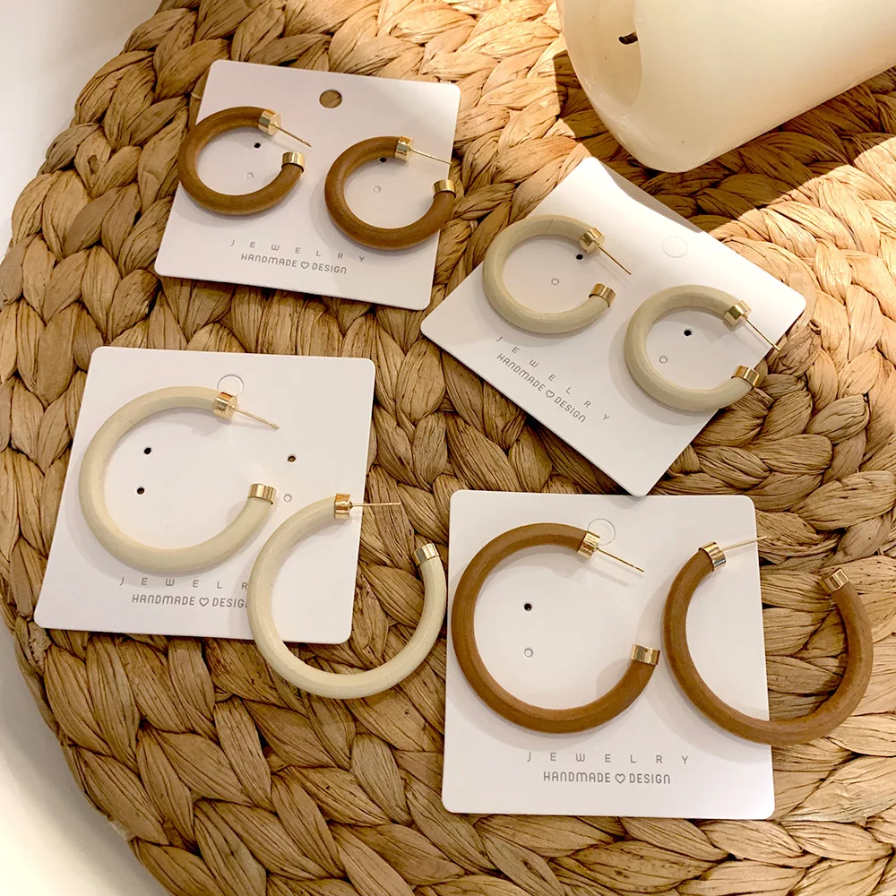 Top Trends: Vintage Wooden Ring Earring Fashion Women Large Hoop Wood Earring Small Circle Hoop Earring Wholesale Simpe Statement Jewelry Shoppable Styles