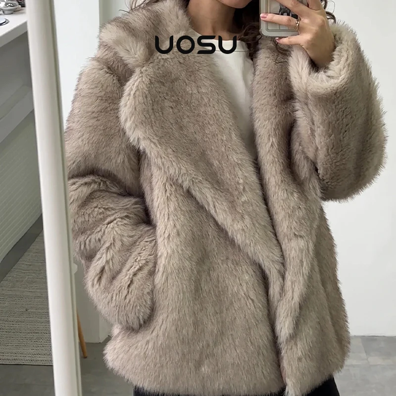 Top Trends: Oversized Lapel Fluffy Fur Coat Women Winter Warm Solid Faux Fur Jacket Long Luxury Brand Loose Party Outwear Fashion Clothes Shoppable Styles