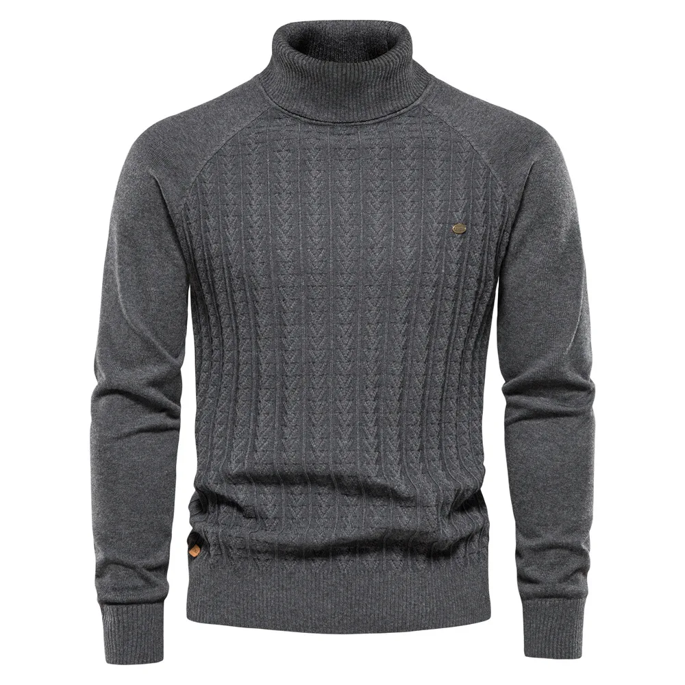 Top Trends: Autumn And Winter New Style Retro Men&#039;s High Collar Pullover Sweater Solid Color Men&#039;s Sweater Business Casual Sweater Shoppable Styles