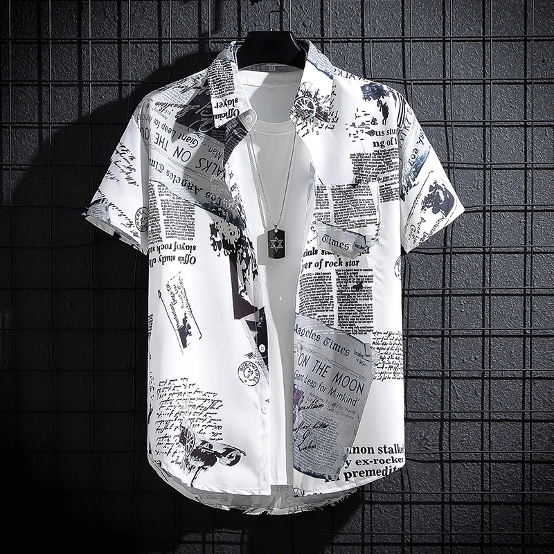 Top Trends: M-5XL Men's Short Sleeve Printed Shirt, Fashion Short Sleeve Shirt Hong Kong Style Loose Shirt Shoppable Styles - Image 3