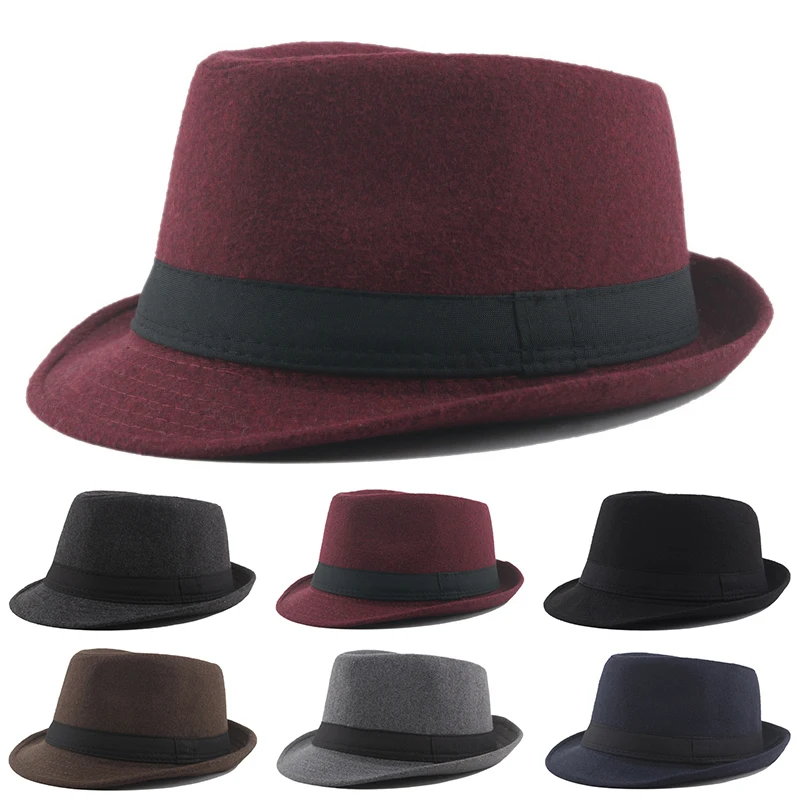 Top Trends: Classics Autumn 2023 Winter Short Brim Felt Fedoras Hat Men Black Panama Vintage Top Sombrero Trilby Mens Hats Gentleman Fedora Shoppable Styles