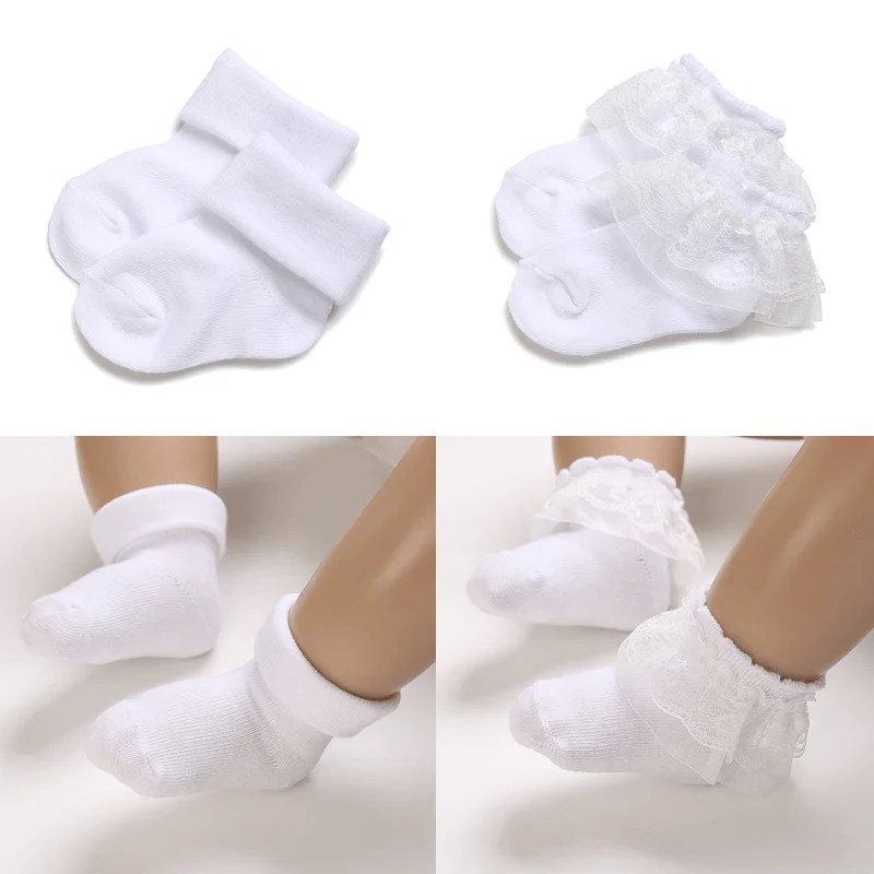 Top Trends: Baby Breathable Fashion Pure White Socks Lace Lace Edge Elegant Casual Signature Socks Pure Cotton Princess White Socks（4 Pairs） Shoppable Styles