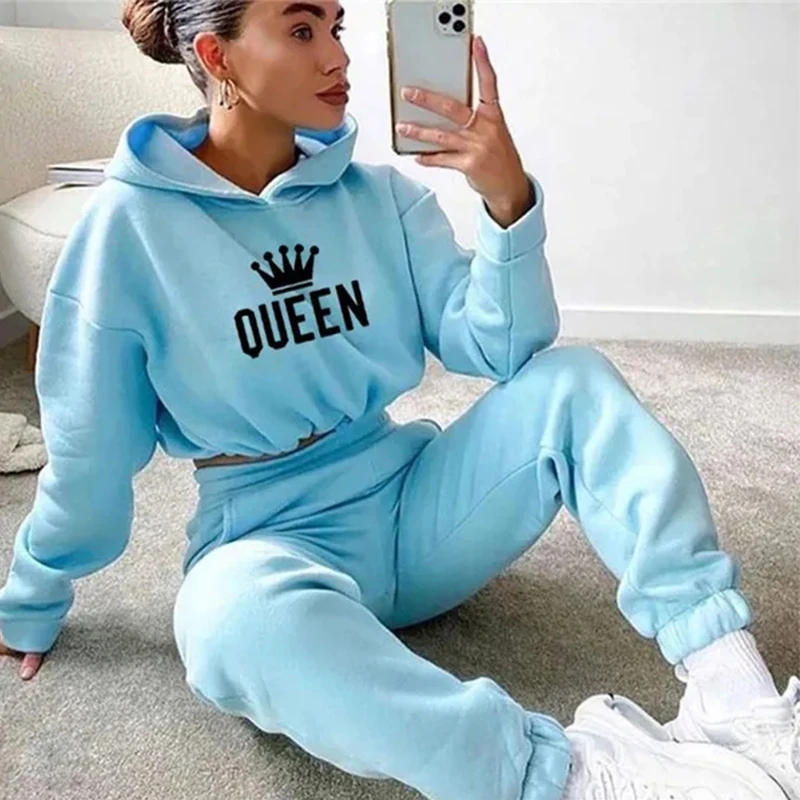 Top Trends: Fashion Women Hooded Tracksuit Sports 2 Pieces Set Sweatshirts Pullover Hoodies Pants Suit Home Sweatpants Trousers Outfits Shoppable Styles