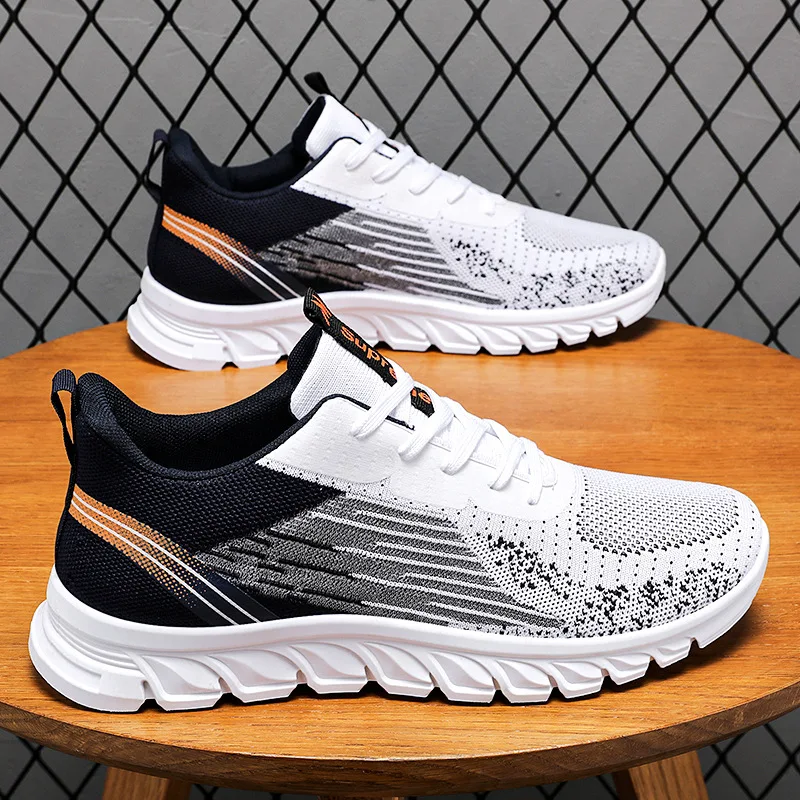 Top Trends: Hot Sell New Men's Fashion Casual Sneakers Men's Flying Woven Shock-absorbing Running Shoes Version Mesh Breathable Shoes Shoppable Styles