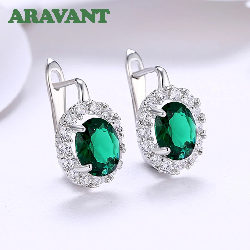 Top Trends: 925 Silver Green / White Zircon Drop Earring For Women Wedding Jewelry Shoppable Styles